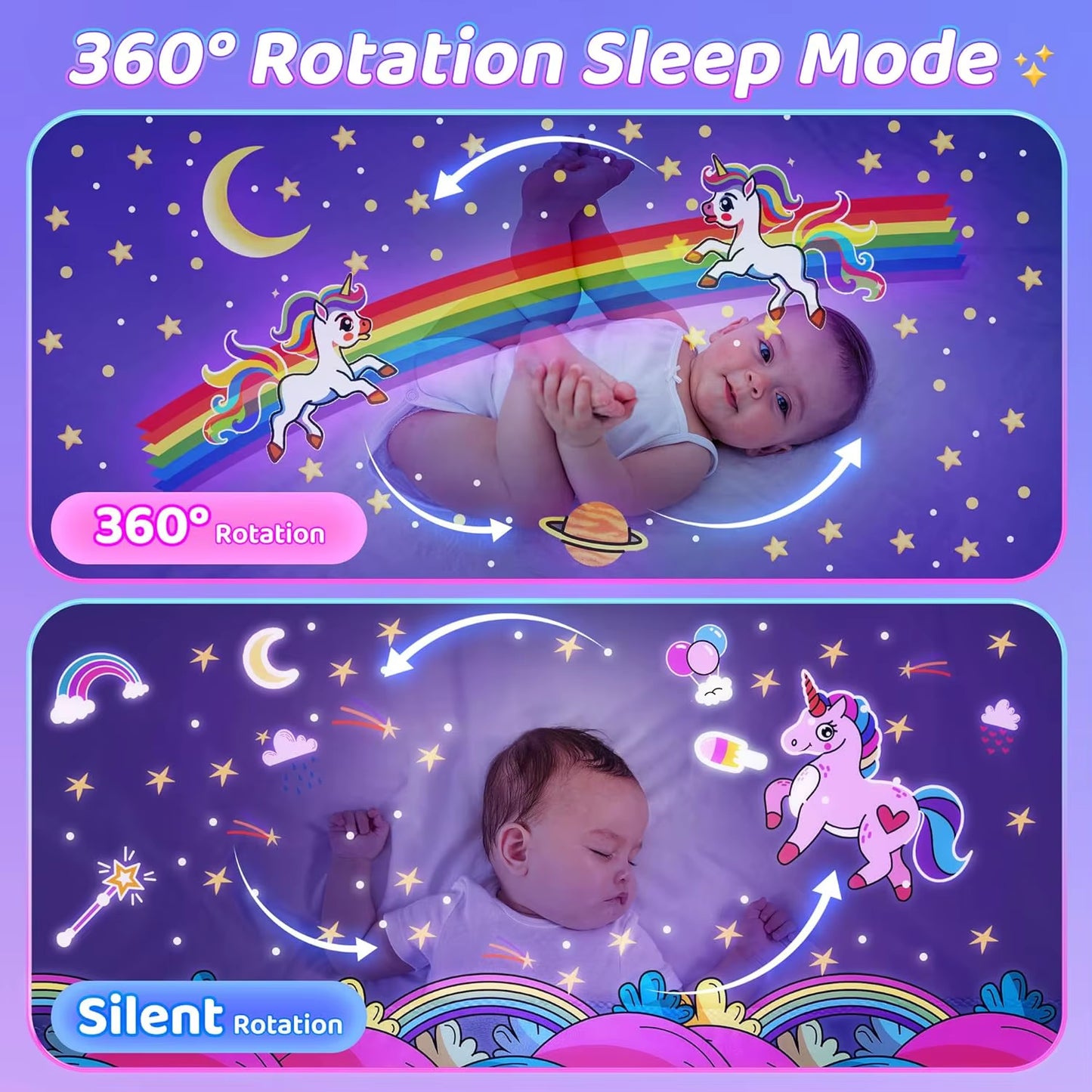 12 Films Projection Lamp with Rotating Music Box Creative Atmosphere Lamp Projector Kids Birthday Gifts Girl Room Nightlight